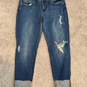 KanCan Dark Blue Distressed Ankle Jeans